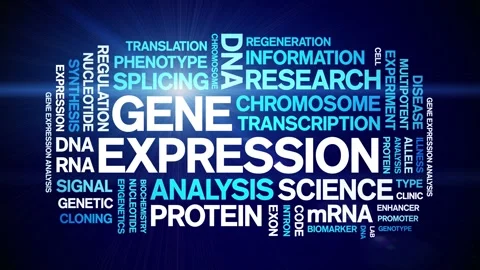 Gene Expression animated word cloud,animation kinetic typography seamless loop. Stock Footage 293751989
