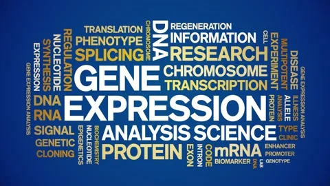 Gene Expression animated word cloud,animation kinetic typography seamless loop. Stock Footage 293752111