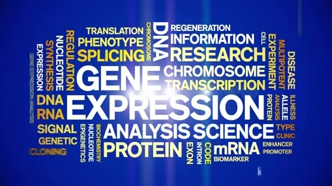Gene Expression animated word cloud,animation kinetic typography seamless loop. Stock Footage 293752543