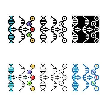 Gene expression cryptogenetics color icon vector styleset Stock Illustration
