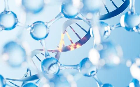 Gene mutation and molecular structure , 3d rendering. Stock Illustration