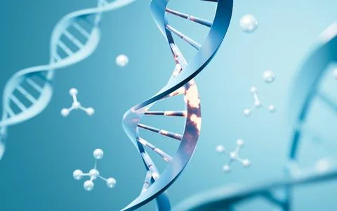 Gene mutation and molecular structure, 3d rendering. Stock Illustration