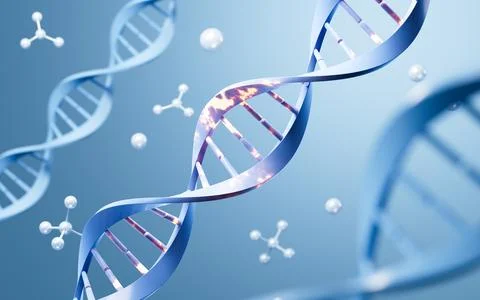 Gene mutation and molecular structure, 3d rendering. Stock Illustration