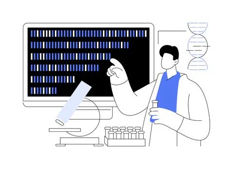Gene sequencing abstract concept vector illustration. Illustrazione stock