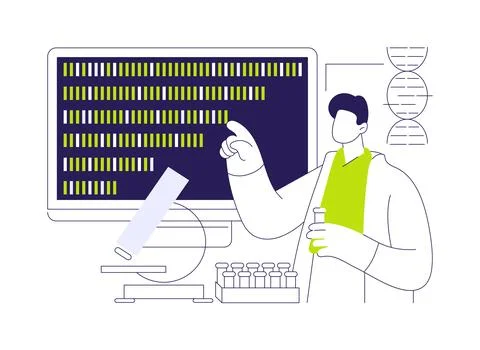 Gene sequencing abstract concept vector illustration. Stock Illustration