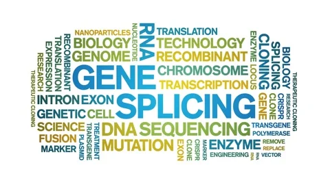 Gene Splicing animated word cloud,animation kinetic typography seamless loop. Stock Footage 293755022