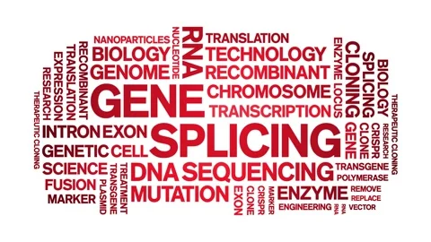 Gene Splicing animated word cloud,animation kinetic typography seamless loop. Stock Footage 293755047