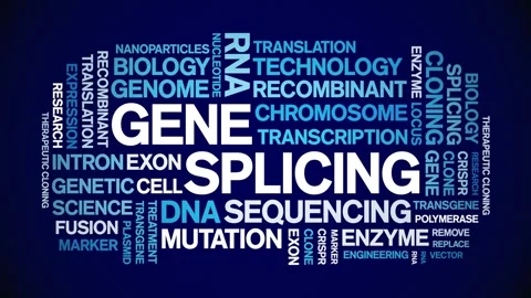 Gene Splicing animated word cloud,animation kinetic typography seamless loop. Stock Footage 293755139