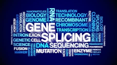 Gene Splicing animated word cloud,animation kinetic typography seamless loop. Stock Footage 293755275