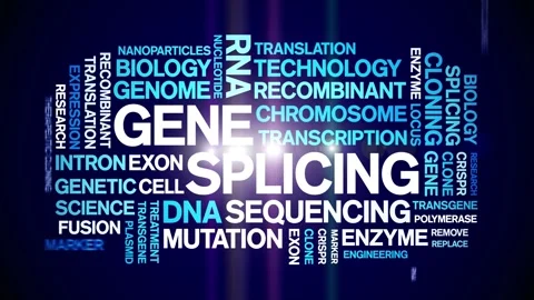 Gene Splicing animated word cloud,animation kinetic typography seamless loop. Stock Footage 293755317