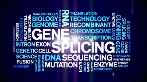 Gene Splicing animated word cloud,animation kinetic typography seamless loop. Stock Footage 293755381