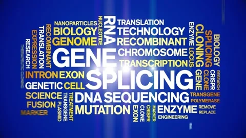 Gene Splicing animated word cloud,animation kinetic typography seamless loop. Stock Footage 293755948