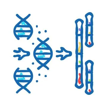 Gene splicing cryptogenetics icon doodle illustration Stock Illustration