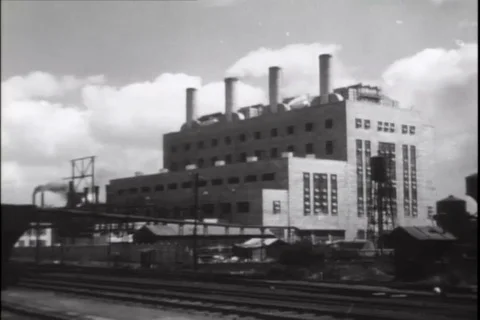 General activities of workers during construction of power plant - 1951 Stock Footage 106193122