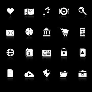 General application icons with reflect on black background イラスト素材