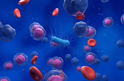 General bacteria in the blood flow Illustrazione stock