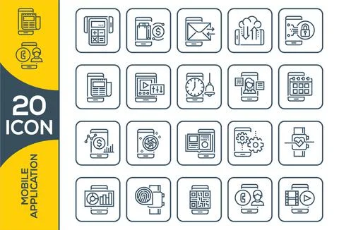 General basic icon symbol phone application user interface. set of applicatio 스톡 일러스트