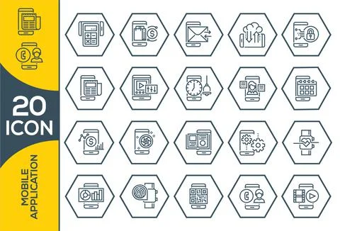 General basic icon symbol phone application user interface. set of applicatio Stock Illustration