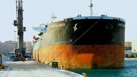 General cargo ship docked in port. Stock Footage 116689101