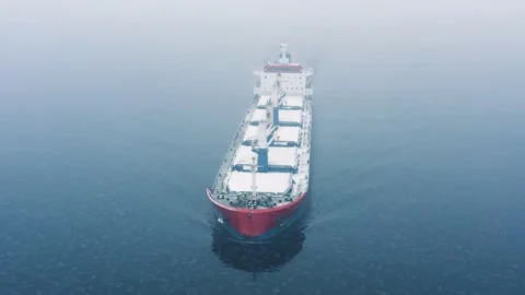 General cargo ship in the sea at winter time Stock Footage 147489111