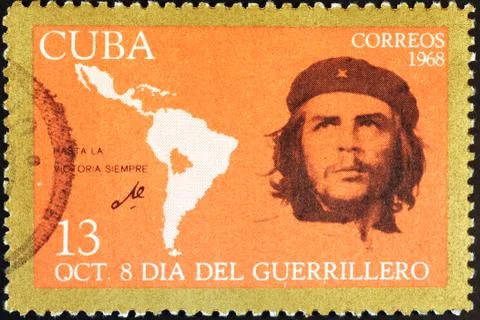 General Che Guevara on cuban postage stamp Stock Photos