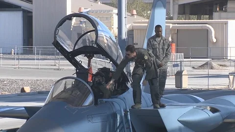 General chuck yeager getting ready for take off - 2012 Stock Footage 106161405