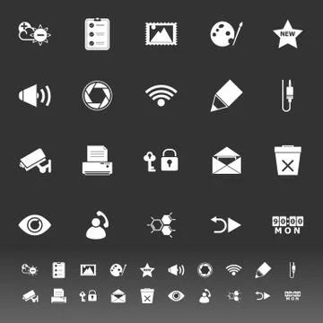 General computer screen icons on gray background Illustrazione stock