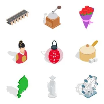 General condition icons set, isometric style Illustration