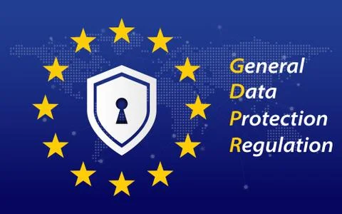 General Data Protection Regulation called GDPR 2018/2019 concept. EU flag. Di Stock Illustration