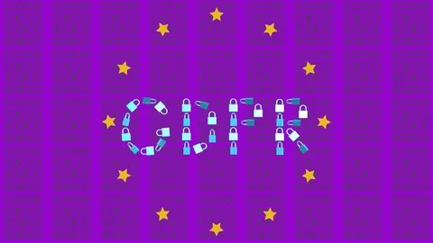 General data protection regulation consists of padlocks on violet background Stock Footage 104824201