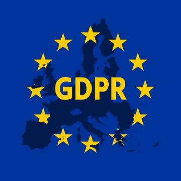 General Data Protection Regulation. EU flag with GDPR label and Europe map Stock Illustration