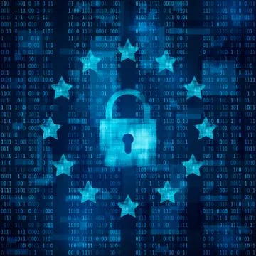 General Data Protection Regulation - GDPR.  padlock symbol, data secure. Star Stock Illustration