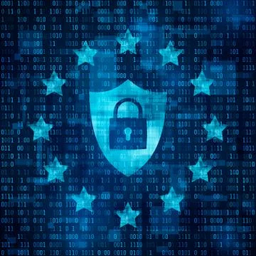 General Data Protection Regulation - GDPR. Shild with padlock, data secure. S Illustrazione stock