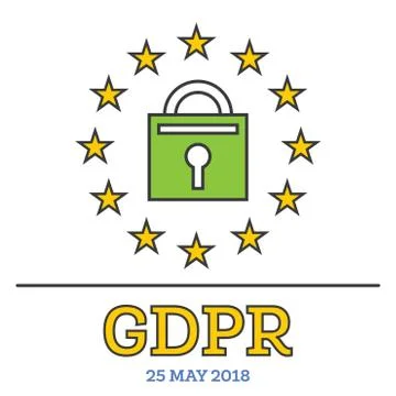 General Data Protection Regulation (GDPR). Padlock with Stars. イラスト素材