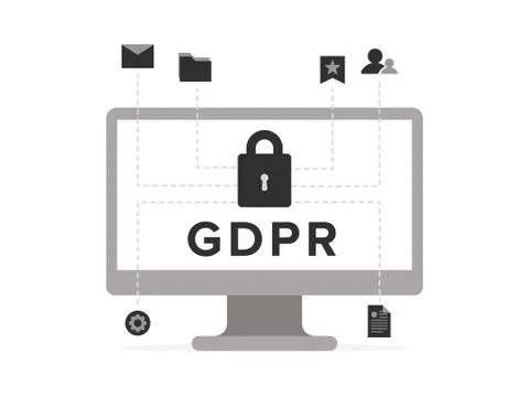 General Data Protection Regulation - GDPR concept illustration. Vector with lock Stock Illustration