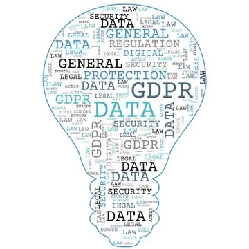 General Data Protection Regulation, GDPR, word cloud concept security on whit Stockillustratie