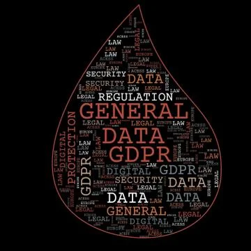 General Data Protection Regulation, GDPR, word cloud concept security on blac Stockillustratie