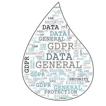 General Data Protection Regulation, GDPR, word cloud concept security on whit Stockillustratie