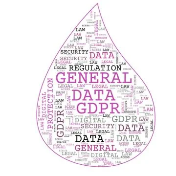 General Data Protection Regulation, GDPR, word cloud concept security on whit Stock Illustration