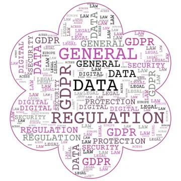 General Data Protection Regulation, GDPR, word cloud concept security on whit Stockillustratie