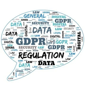 General Data Protection Regulation, GDPR, word cloud concept security on whit Stockillustratie