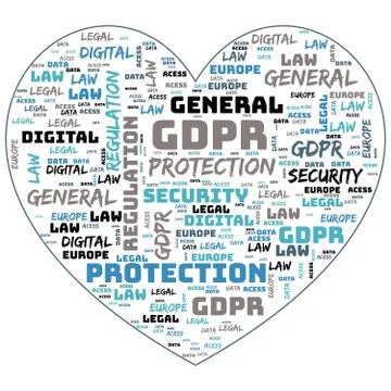 General Data Protection Regulation, GDPR, word cloud concept security on whit Stock Illustration