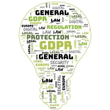 General Data Protection Regulation, GDPR, word cloud concept security on whit Stock Illustration