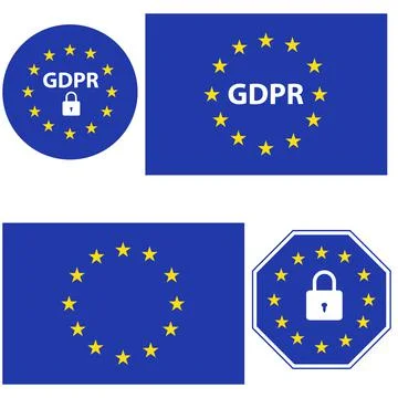 General Data Protection Regulation (GDPR). Euro Security Lock icons. flat sty Stock Illustration