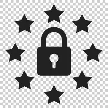 General data protection regulation padlock vector icon in flat style. GDPR il Illustrazione stock