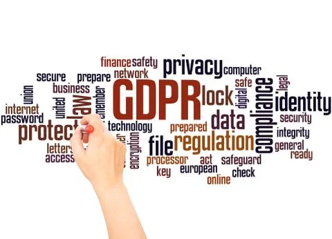General Data Protection Regulation word cloud and hand writing concept Illustrazione stock