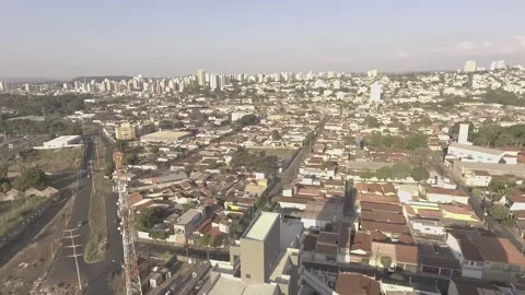 General drone image in the city of Ribeiro Preto, So Paulo, Brazil. City cent Stock Footage 158571089