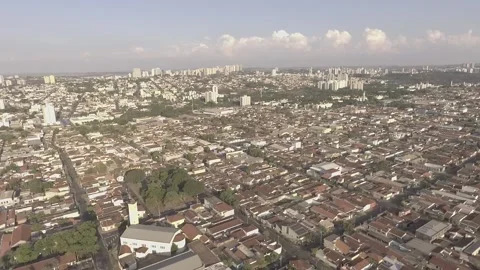 General drone image in the city of Ribeiro Preto, So Paulo, Brazil. City cent Video stock 158571118
