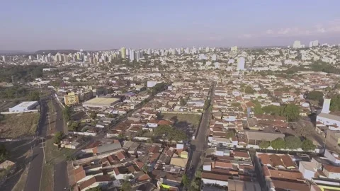General drone image in the city of Ribeiro Preto, So Paulo, Brazil. City cent Stock Footage 158571144