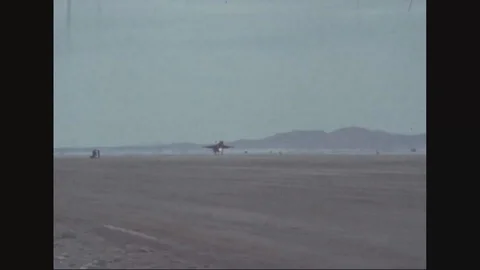 General Dynamics F-16 Fighting Falcon taxiing on Edwards Air Force Base - 1982 Stock-Footage 103603381
